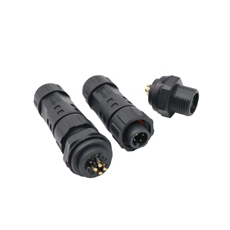 

M12 Panel Type Male Female 2pin 3pin 4pin Waterproof Connector For Junction Box