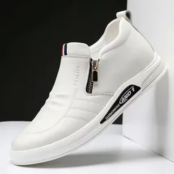 Scarpe casual in pelle da uomo Mocassini con zip Sneakers di marca di lusso per uomo Comode mocassini casual da lavoro Scarpe da guida all'aperto