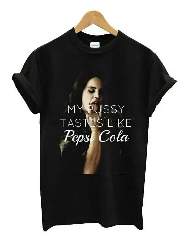 تي شيرت Lana-Del-Rey Pussy Tastes Pepsi-Cola للرجال والنساء من القطن الثقيل LNH6079