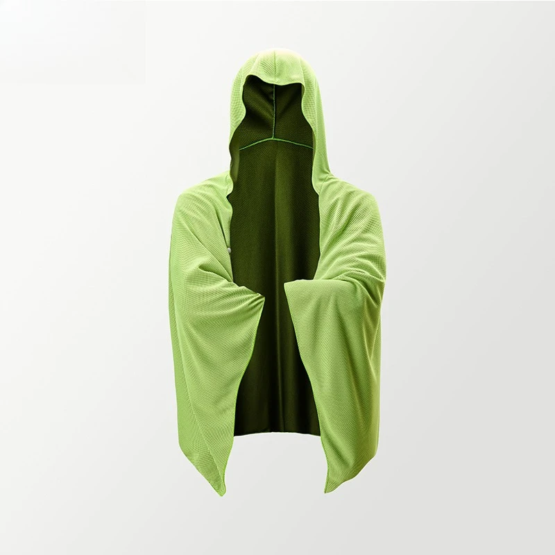 Fotografia 5: Capa de praia com capuz e resfriamento – Poncho de microfibra de secagem rápida com resfriamento instantâneo para surf, ioga e caminhada (leve, multifuncional)