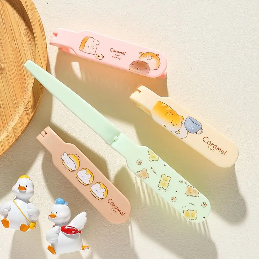 Baby Hair Care Brush Cute Cartoon Folding Hair Comb Mini Anti-Static Fine-toothed Comb Hairdressing Portable Bangs Combs Girls