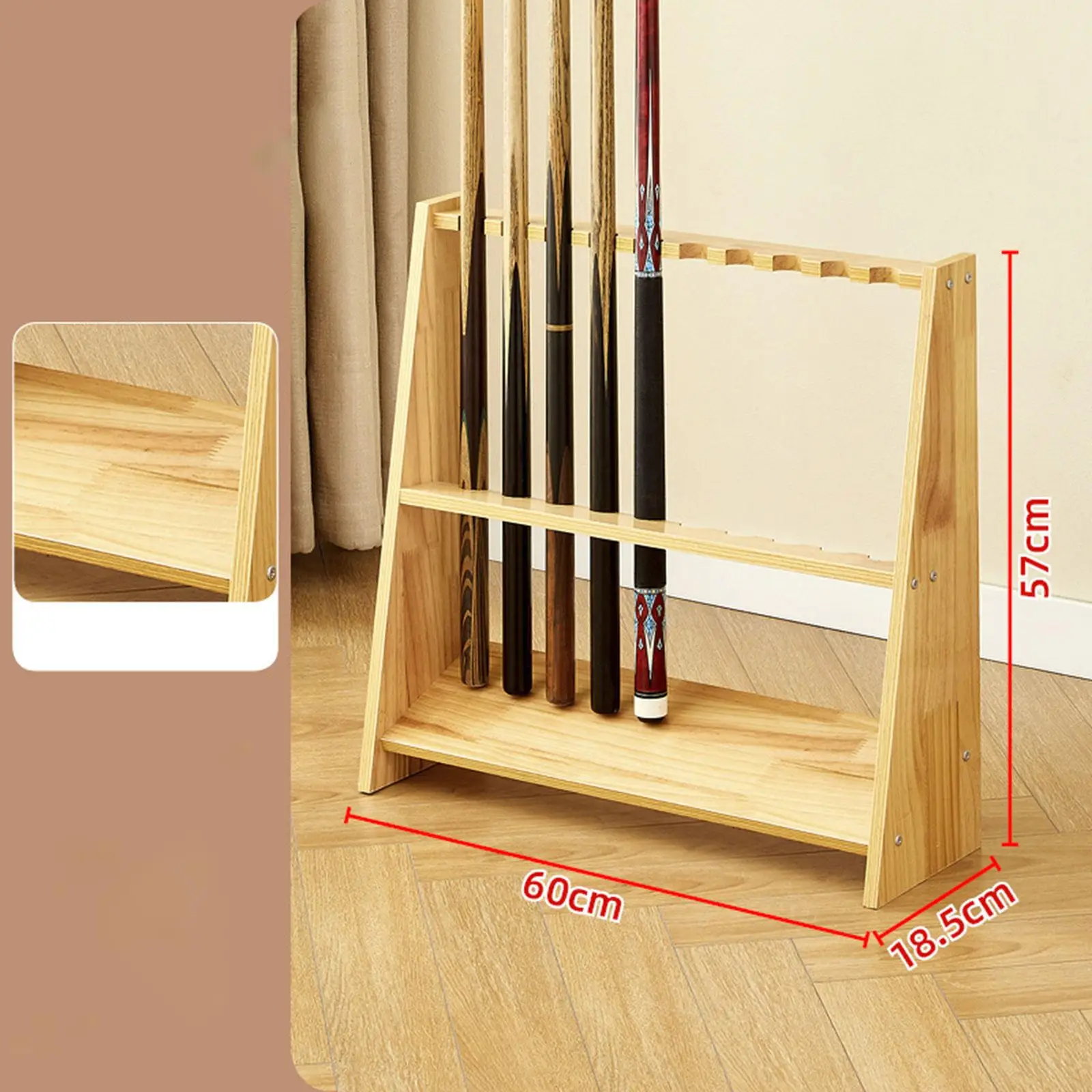 

Double Layer Slots Pool Cue Rack Vertical Floor Stand 10 Cues Holder for Professional Billiard Game Room Equipment