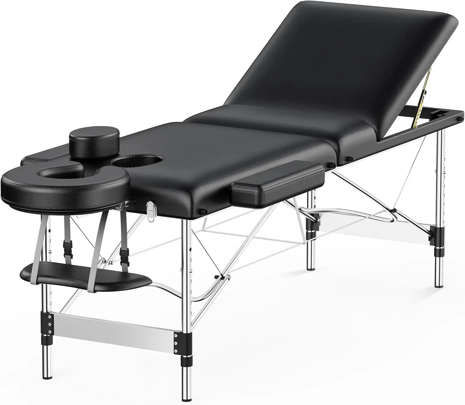 Table Portable 84" Long 24" Wide Professional 3 Sections Reclining Massage Bed Lash Bed, Aluminium Adjustable