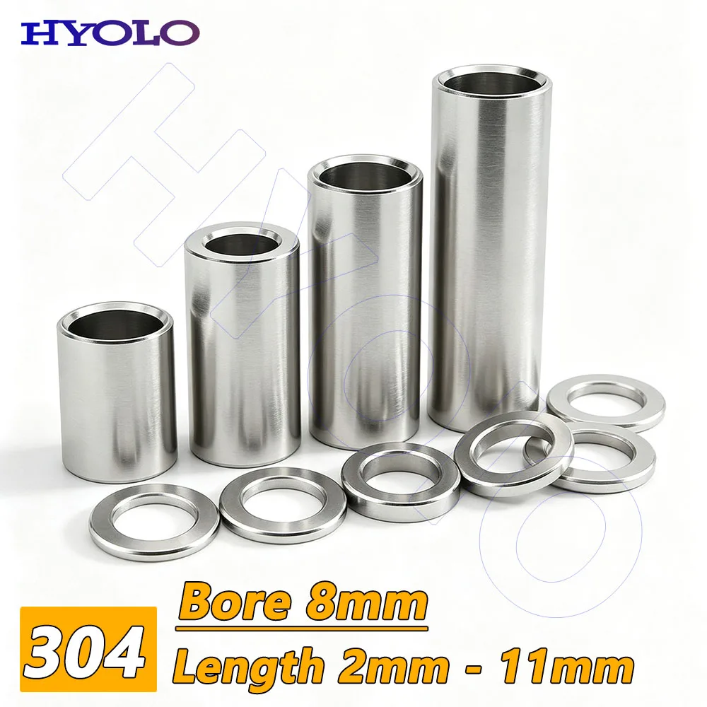 M8 304 Stainless Steel Unthreaded Hollow Standoff Spacer Isolation Column Bushing Multiple Lengths (2–11mm) for DIY