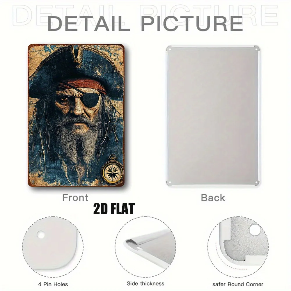 1 لوحة معدنية مسطحة ثنائية الأبعاد لصورة قرصان، مناسبة للديكور الفني مثل الداخلي والخارجي والمكتب. #5