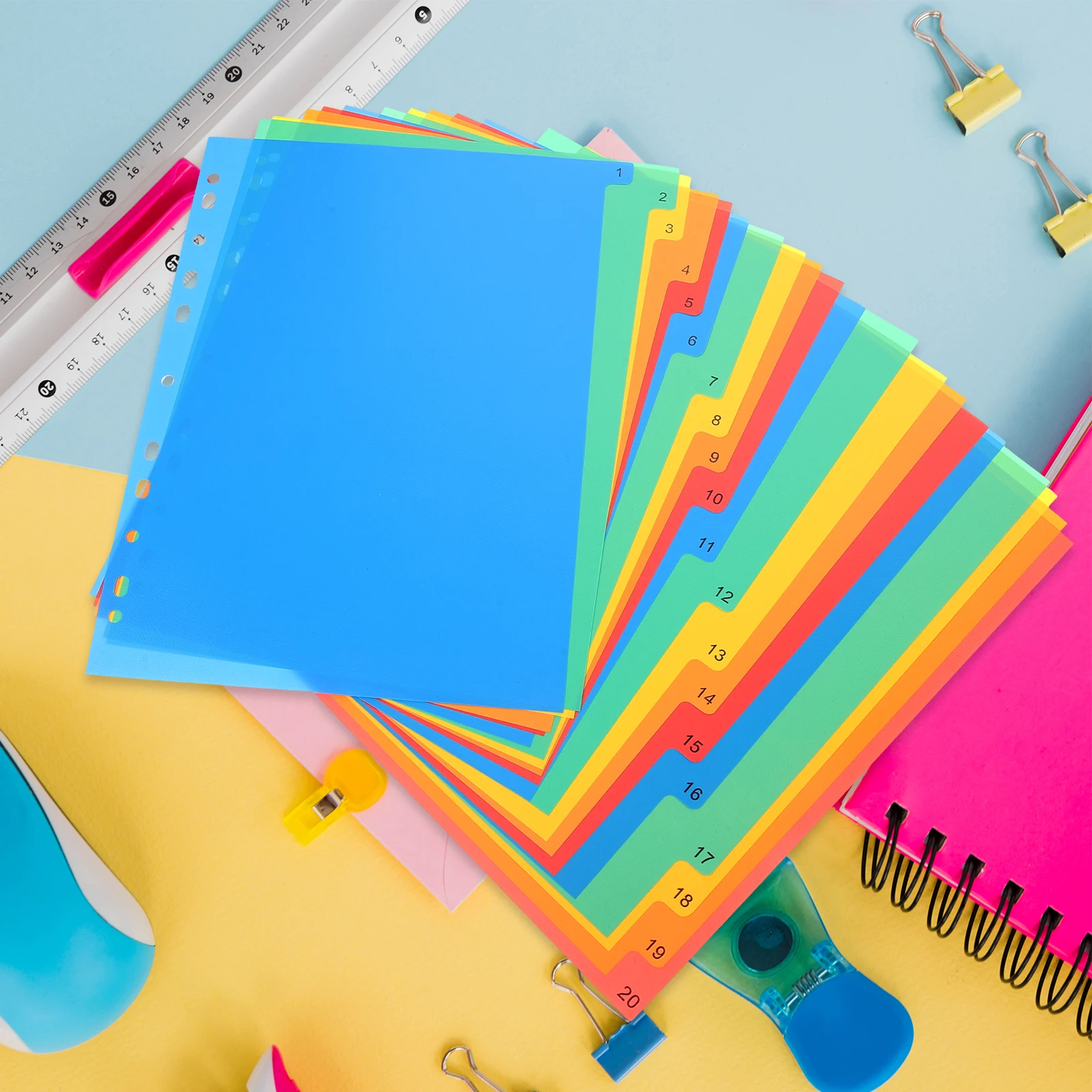 

5 Pcs Binder Dividers Colorful Tabs Plastic Inner Core for A4 Folder Inner Core Office Files Documents Notebook