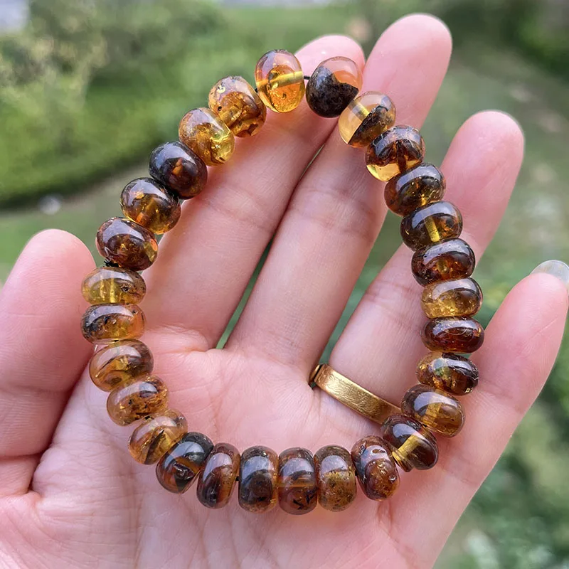 Yoowei 100% Echtes Bernstein-Armband für Unisex, Echte Schwarze Perlen, Unregelmäßiger Natürlicher Pflanzlicher Medizinischer Heilschmuck, Geschenk, Großhandel – Detail 11
