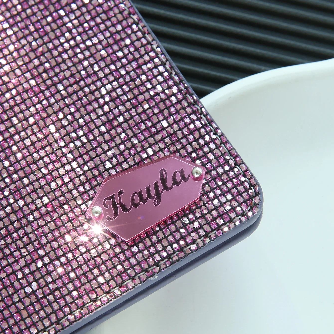 Picture 7: Personalized Name Passport Holder with Disco Ball Sequins Custom Unique Passport Holder with Shiny Mirror Name Tag Souvenir Gift