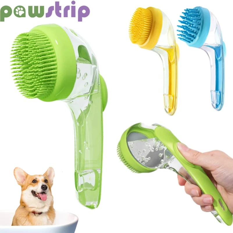 Soft Silicone Dog Brush 2 in 1 Pet Bath Brush Massage Grooming Comb Long Handle Dog Cat Shampoo Brush Pet Cleaning Supplies