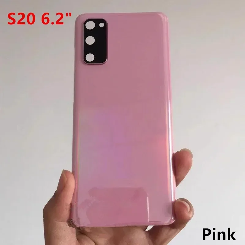 S20 الإسكان لسامسونج غالاكسي S20 G981 G980 6.2 "زجاج البطارية الغطاء الخلفي إصلاح استبدال الباب الخلفي + عدسة الكاميرا