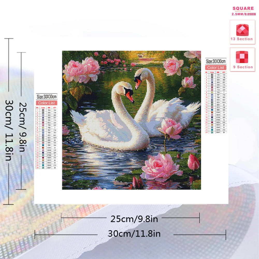 Evershine 5D DIY Diamond Painting Swan Animal Full Square Round Drill Flower Embroidery Lake Needlework Wall Decoration