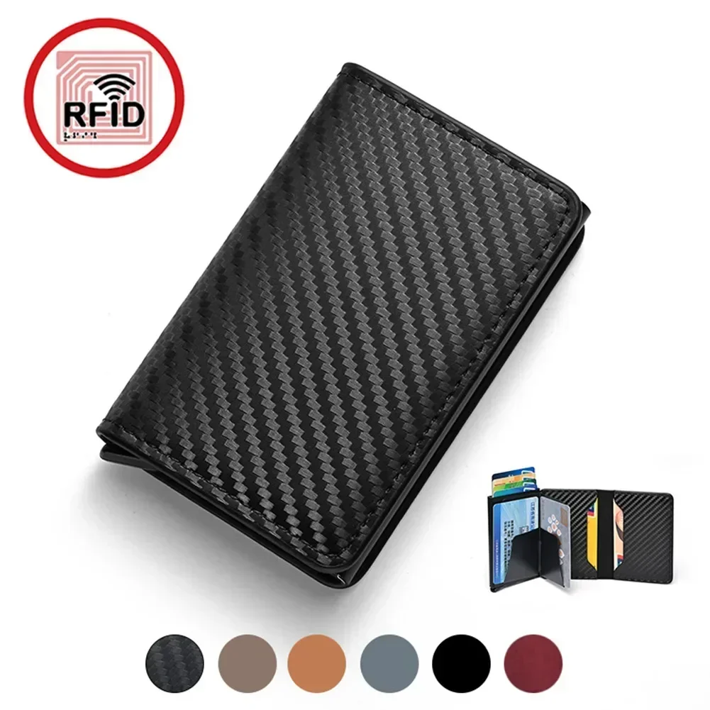 

Мужской анти-Rfid-блокирующий защищенный магический тонкий алюминиевый кошелек ID, держатель для кредитных карт, мини-автоматические всплывающие кошельки для банковских карт