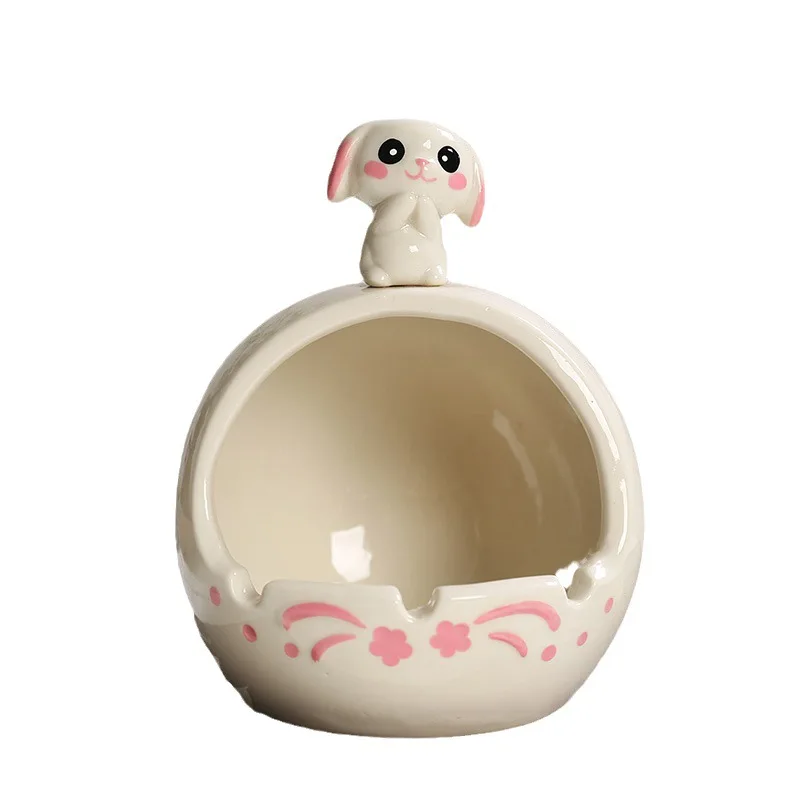 Creative gifts, home decorations, new ceramic rabbit tabletop decorations, ashtrays,  minimalist, and trendy ashtrays