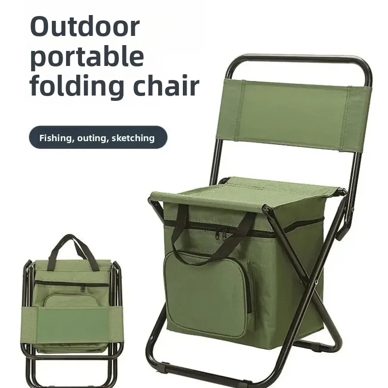 3-in-1アウトドア折りたたみ椅子-–-迷彩ポニーデザイン、ポータブルキャンプ＆フィッシングチェア（保冷バッグ付き）