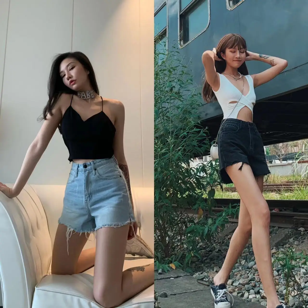 

High Waist A-Line Denim Shorts Women Loose Slimming Wide Leg Hot Pants Frayed Hem Washed Summer Fashion Ladies Jeans