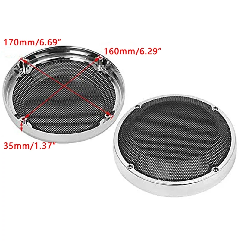 2pcs Motorcycle 6.5 Inch Round Speaker Saddlebag Mesh Grills Cover Lower Vented Fairing For Harley Touring Road King Street Glid