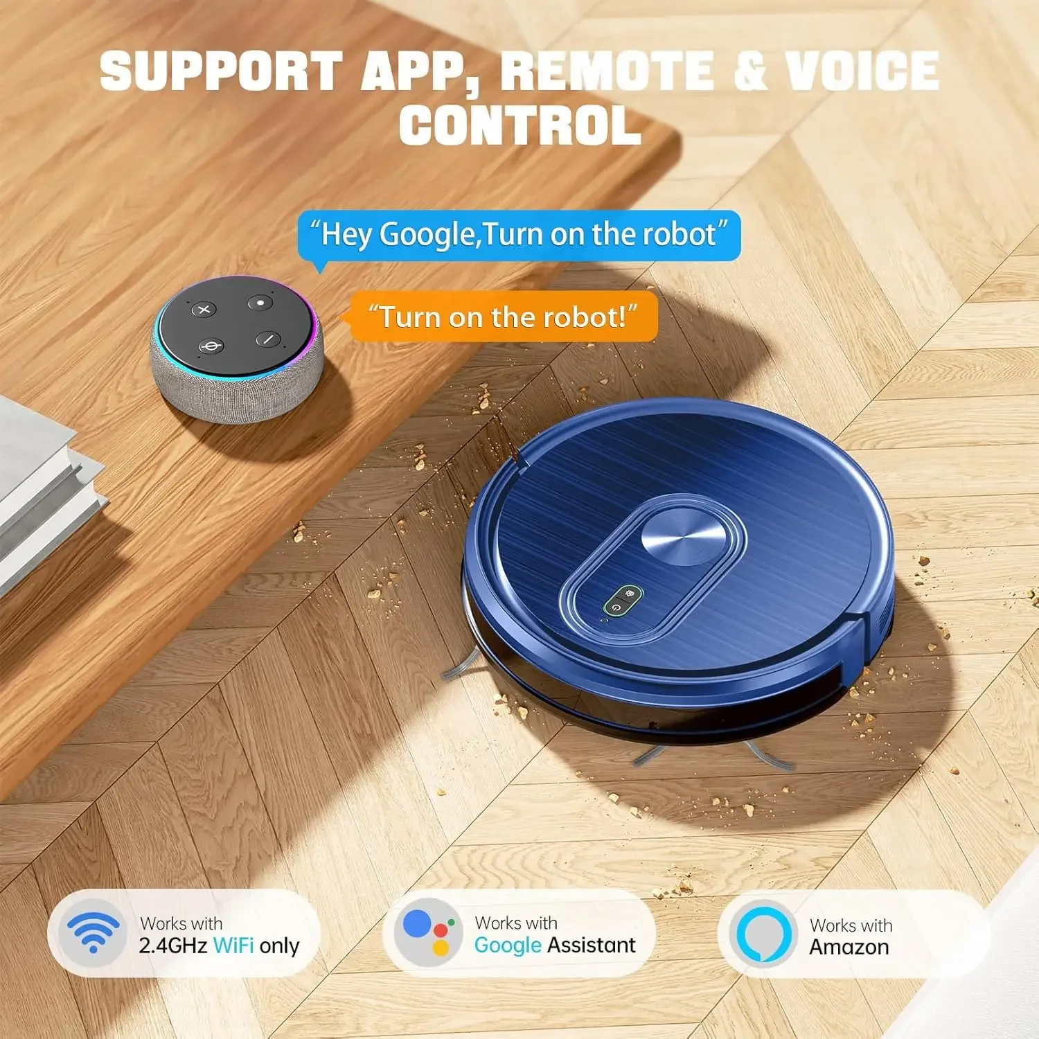 Vacuum and Mop Combo, 2 in 1 Mopping Robotic Vacuum with Schedule, App/Bluetooth/Voice, Max Suction 3200Pa, Self-Charging Robot