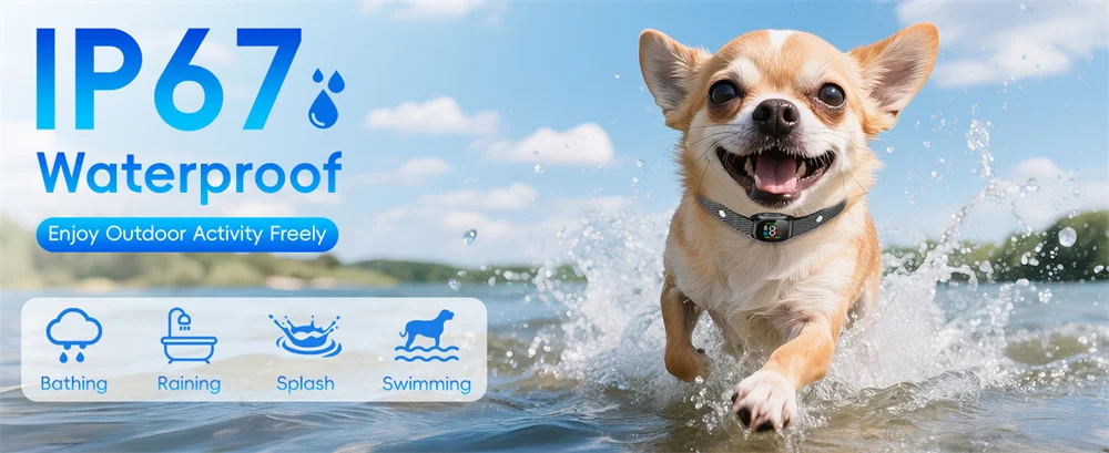 �Intelligentes wiederaufladbares Anti-Bell-Halsband für Hunde, Vibration, 4 Modi, 8 Empfindlichkeit, IP67, wasserdicht, für kleine, mittelgroße Hunde, 5–15 lbs ​ – Detail 7