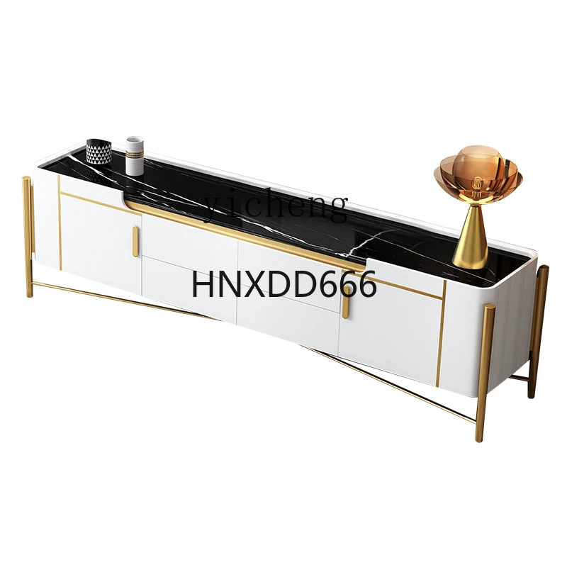 

light luxury marble TV cabinet coffee table combination bedroom rock slab floor cabinet living room