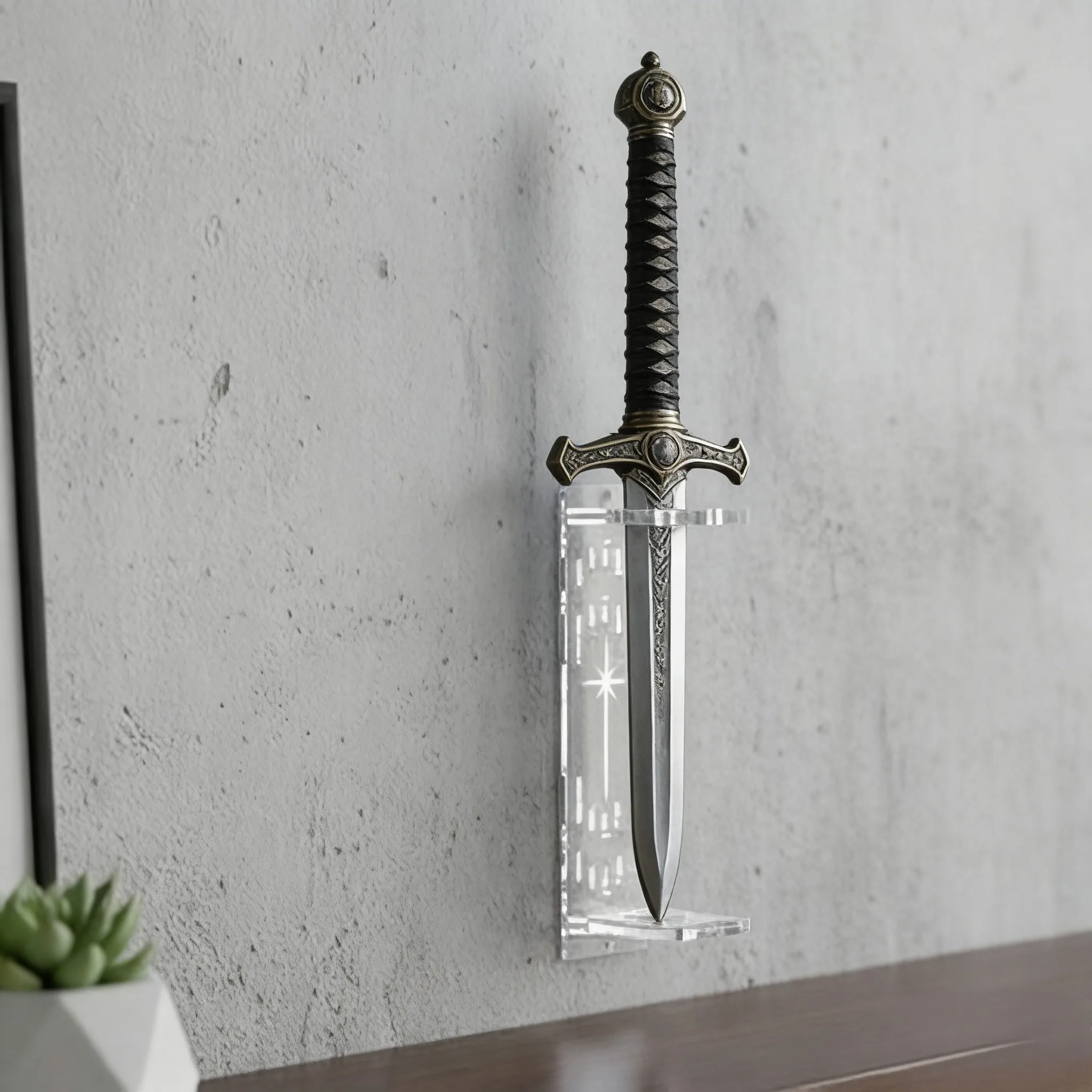 Acrylic-Based Wall Mount for Light Sabers and Replica Swords Providing Stable Upright Presentation and Room Enhancement