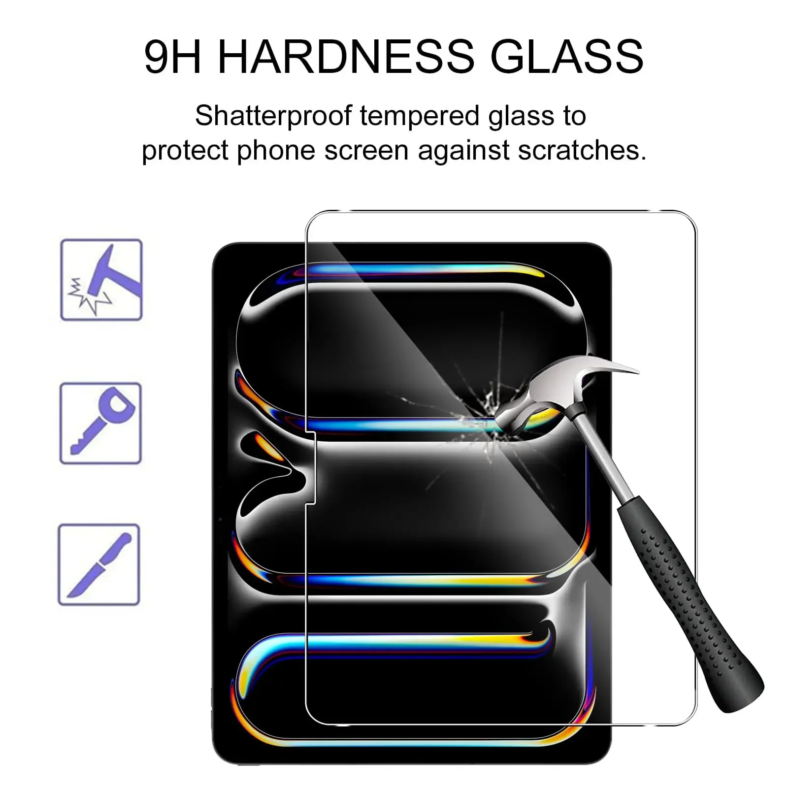 3Pcs Tempered Film for iPad Pro 13'' 2024 / iPad Air 13 Inch Tablet Screen Protector 9H Protective Glass Anti-Scratch Bubble-Fre