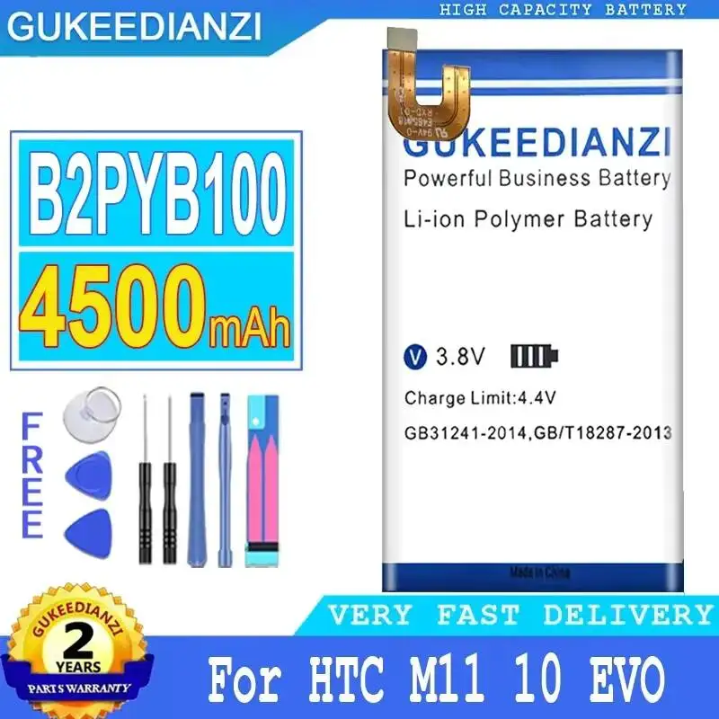 Batería de teléfono móvil de alta capacidad 4500mAh B2PYB100 con carga rápida para HTC M11 10 Evo Bolt M10f