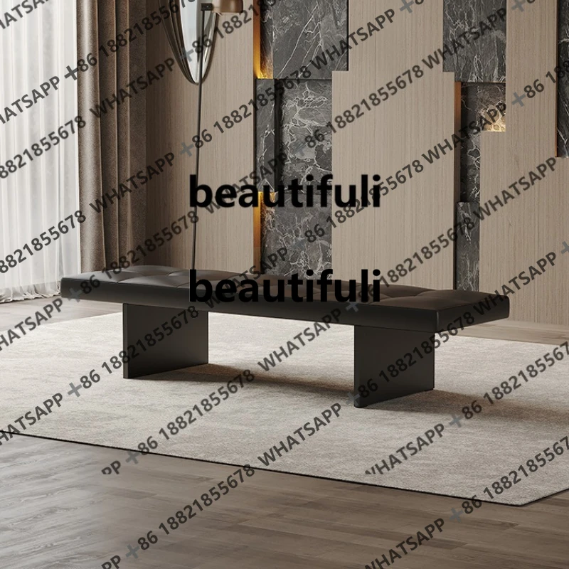 New bedside stool Italian leather bedroom strip, shoe change, cloakroom stool cowhide