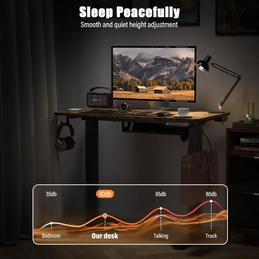Escritorio eléctrico de altura ajustable, escritorio compacto con soporte para sentarse de 35 x 20 para oficina en casa, niños y necesidades informáticas