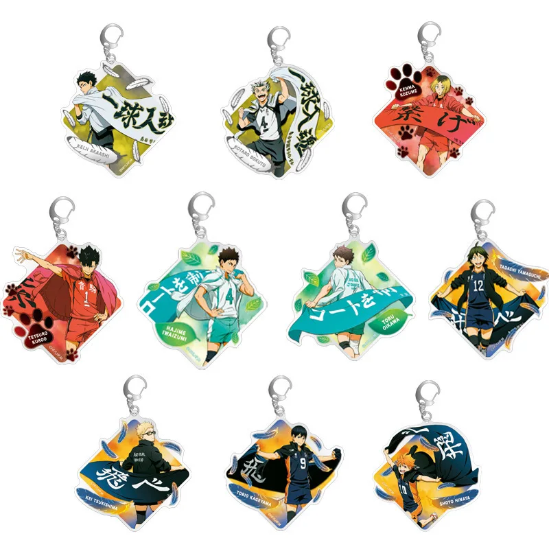 

Anime Volleyball Boy Goods Keychain Two Sides Acrylic Keyring Hinata Tobio Kageyama Kuroo Tetsurou Cothing Accessories Fans Gift