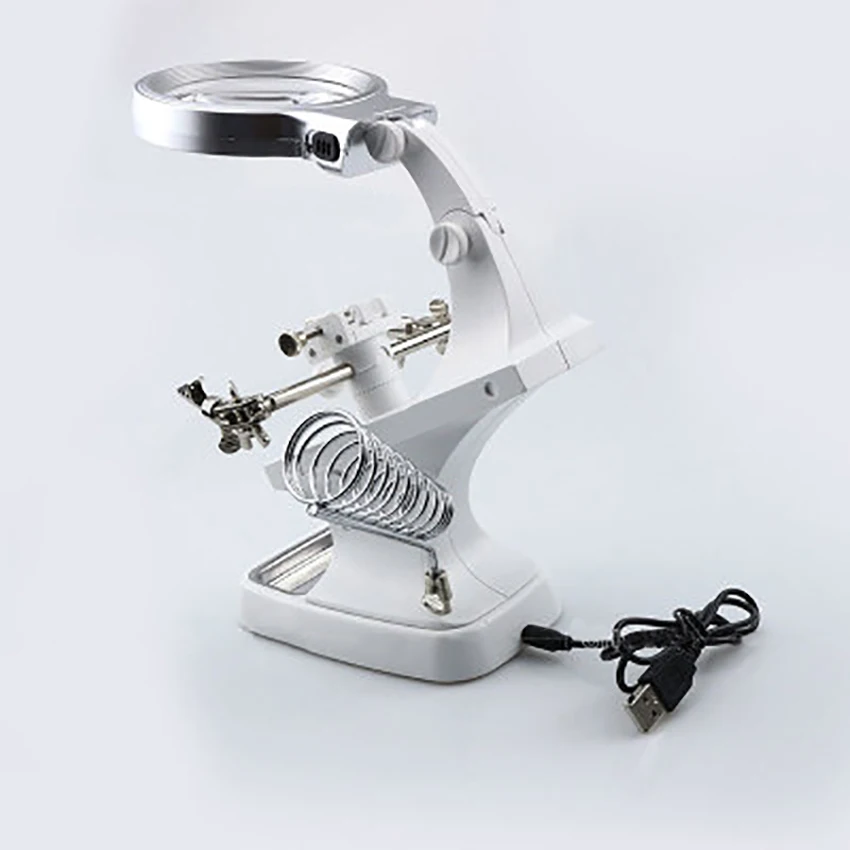 3X 4.5X LED Desktop Magnifier Auxiliary Alligator Clip 360° Rotary USB Magnifying Glass Check Circuit Board/Electronic Component