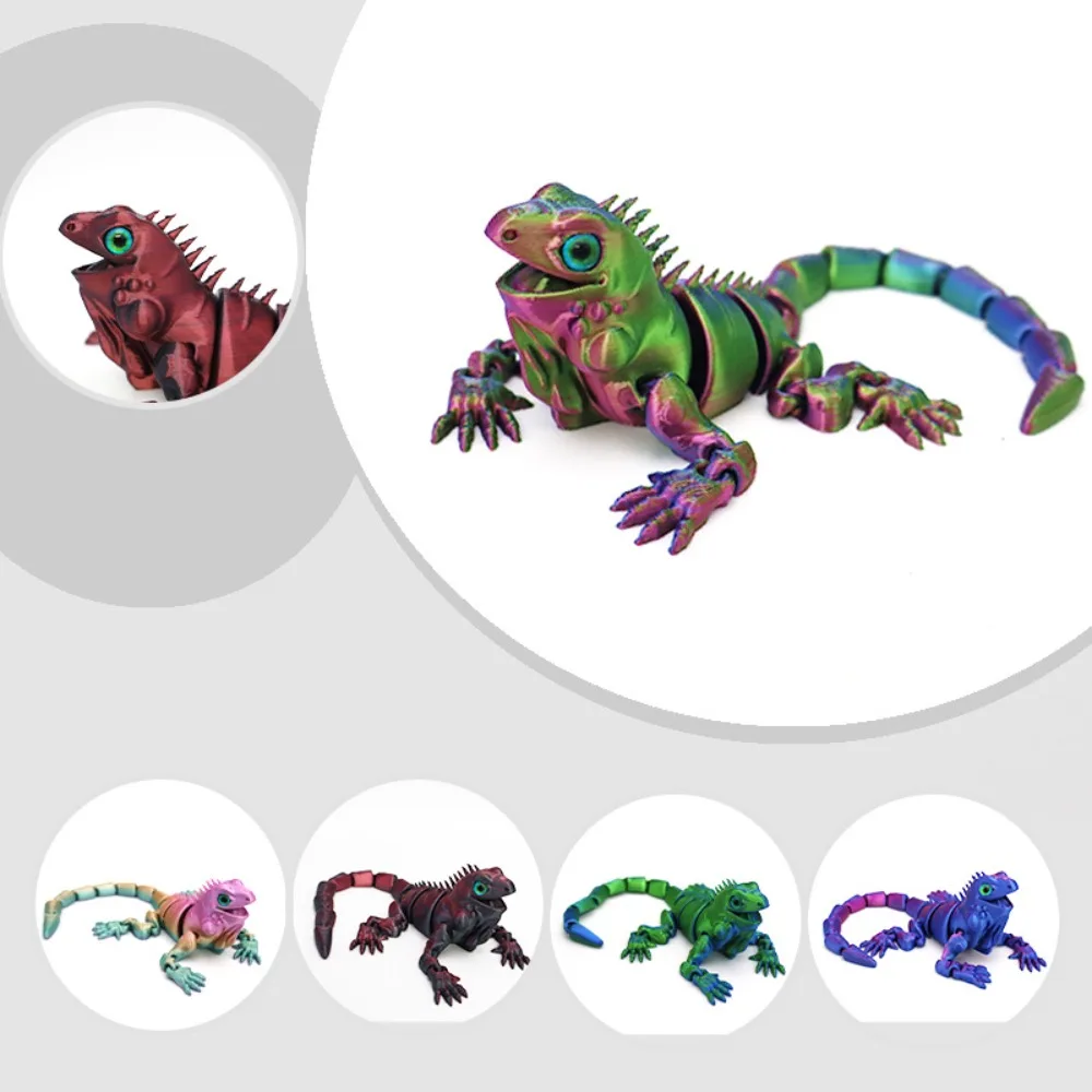 ثلاثية الأبعاد مطبوعة Iguana الحرف اليدوية الحيوان المشتركة نموذج الإبداعية تمثال هدية مزخرفة للمنزل مكتب ديكور نشاط فريد الزواحف الفن