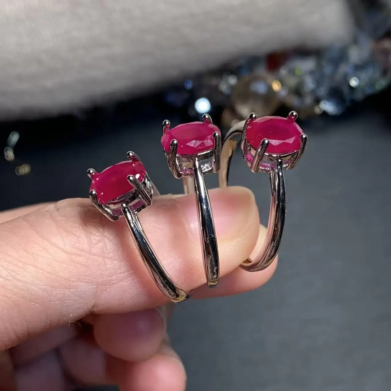 Women's Vintage Natural Ruby Adjustable Ring, High Quality
