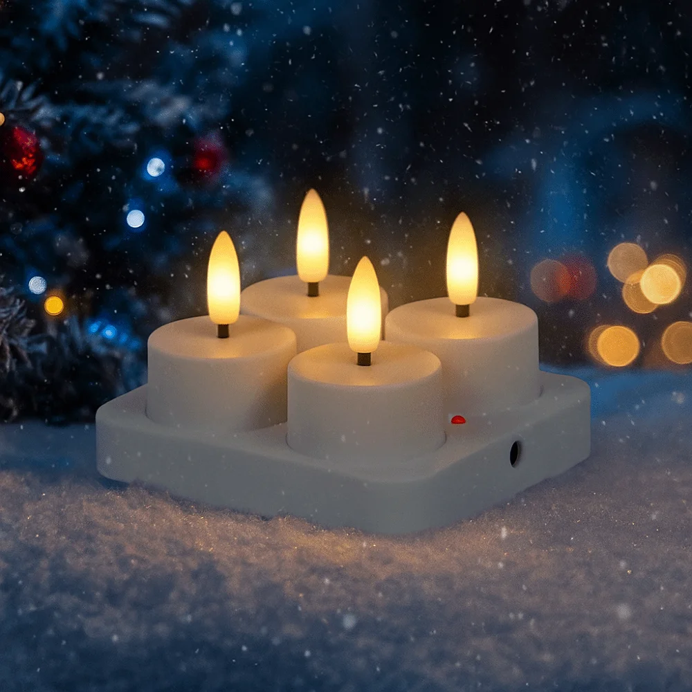 

4/6/8/12 PCS Remote Control Christmas LED Candle Light Flameless Rechargeable Tea Light Warm Yellow Electronic Candle Party