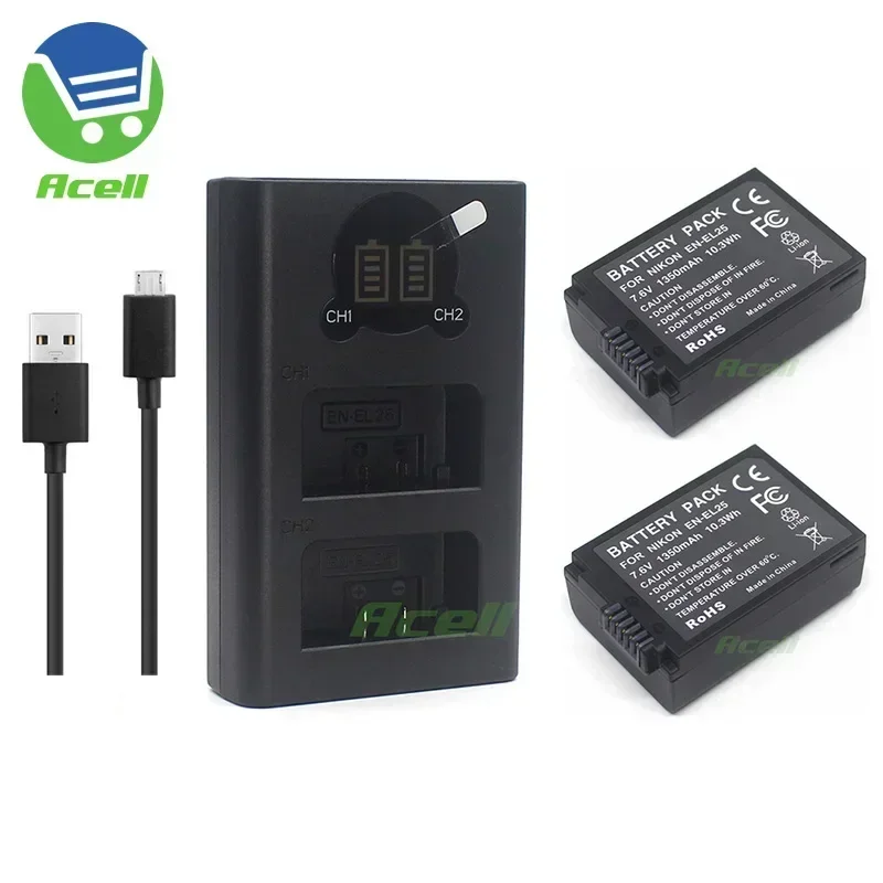 

Dual Charger or EN-EL25 Replace 7.6V 1350mAh Battery for Nikon Z fc Z30 Z50 Zfc Mirrorless Camera Replace MH-23