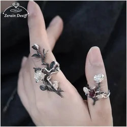 2024 New Original Design Style Vine Rose Ring Creative Personality Ring Punk Retro Jewelry for Women Girls Fashion Items