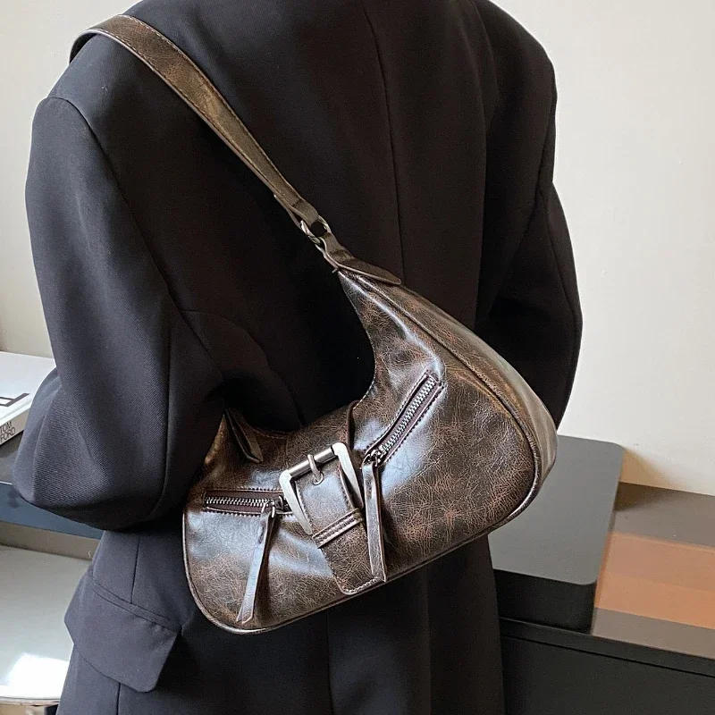 NEW Fashion Y2K Small Vintage Female Underarm Crossbody Bag Fashion Handbags PU Leather Shoulder Bags for Women