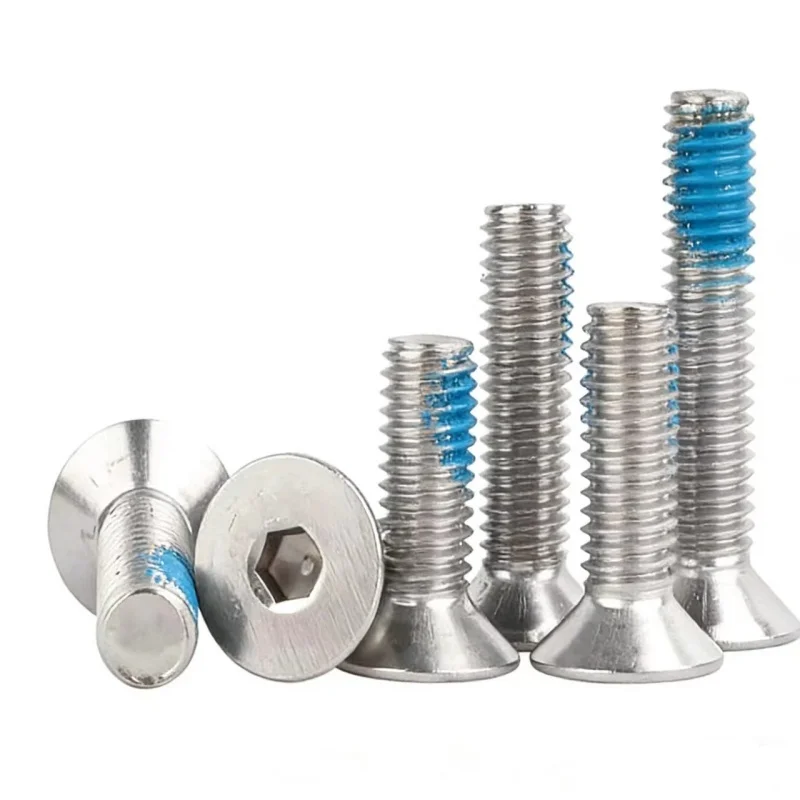 

100PCS M1.6 M2 M2.5 M3 M4 M6 M8 304 SS Glue Dispensing Hex Socket Screw Countersunk Anti-Loosening Anti-Vibration Screws