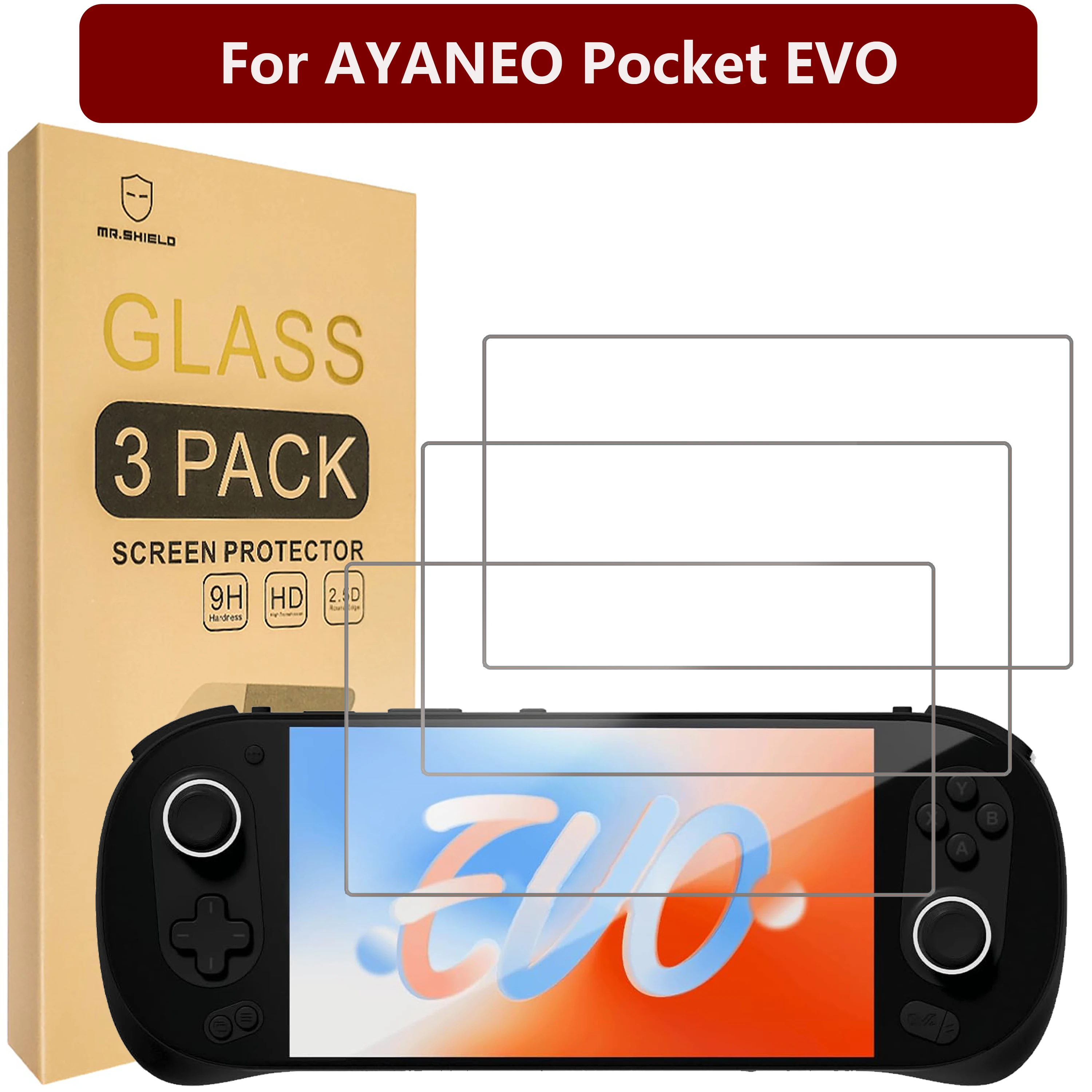 

Mr.Shield Screen Protector compatible with AYANEO Pocket EVO [Tempered Glass] [3-PACK] [Japan Glass with 9H Hardness]