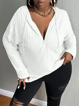 Nadměrné velikosti, evropské a americké, přeshraniční, podzimní a zimní, nová ležérní jednobarevná mikina s kapucí a zipem na polovinu 8 nejlepší prodej AliExpress Plus - №4