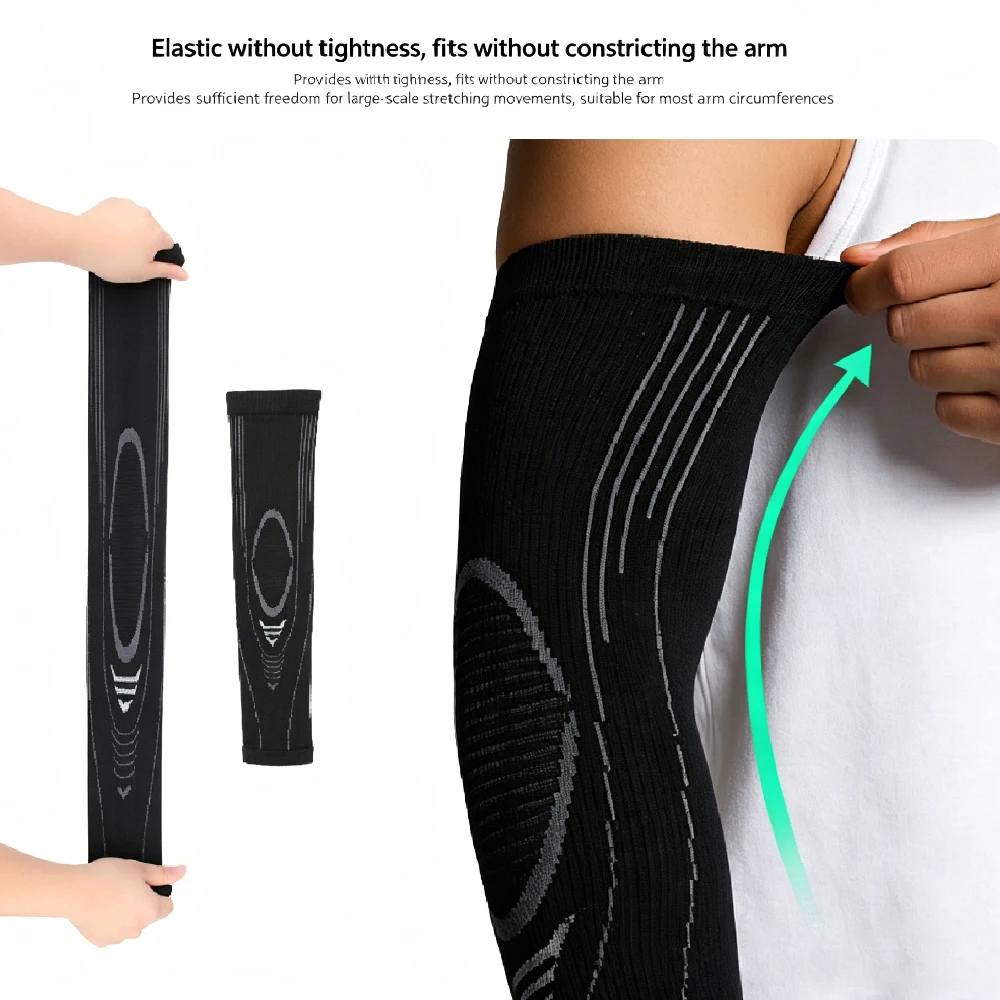 1/2PCS Full Arm Compression Sleeve for Men Women, Breathable Elbow Brace Support for Tennis Elbow, for Basketball, Cycling view 5