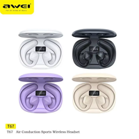 Awei T67 Air Conduction Wireless Bluetooth Headset Sport Waterproof Wireless Headphones HiFi Stereo Earpods with Microphone