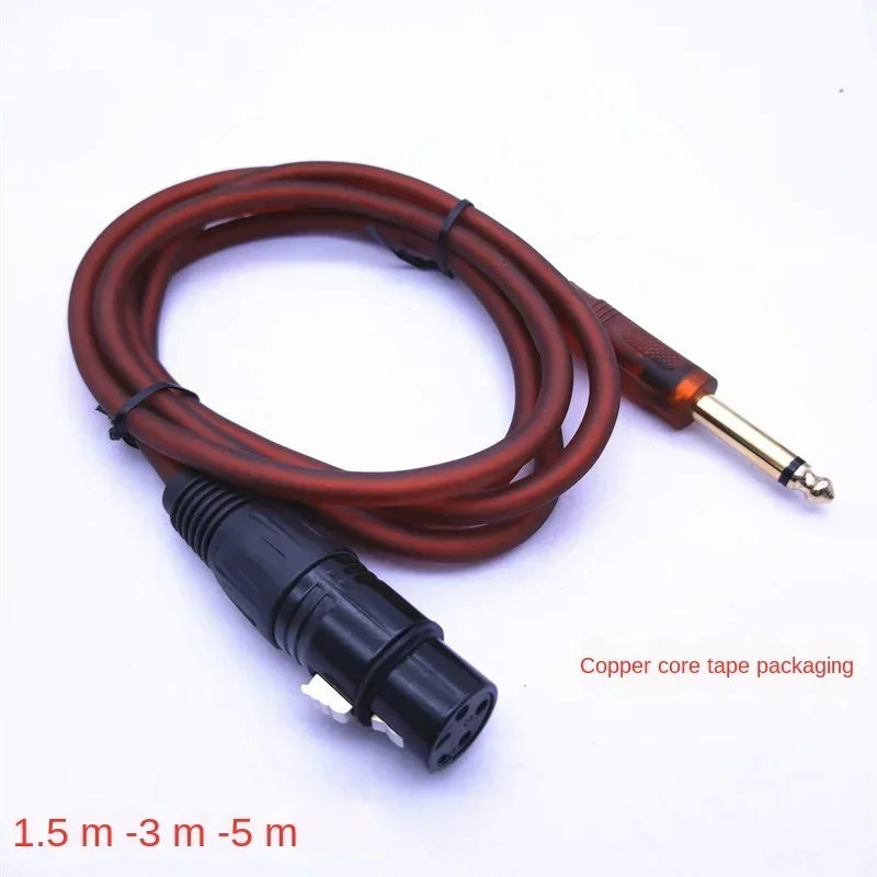 Kabel mikrofon 6.5, putaran meriam hitam XLR pasangan wanita 6.35 pria berlapis emas kepala mikrofon kabel Mixer