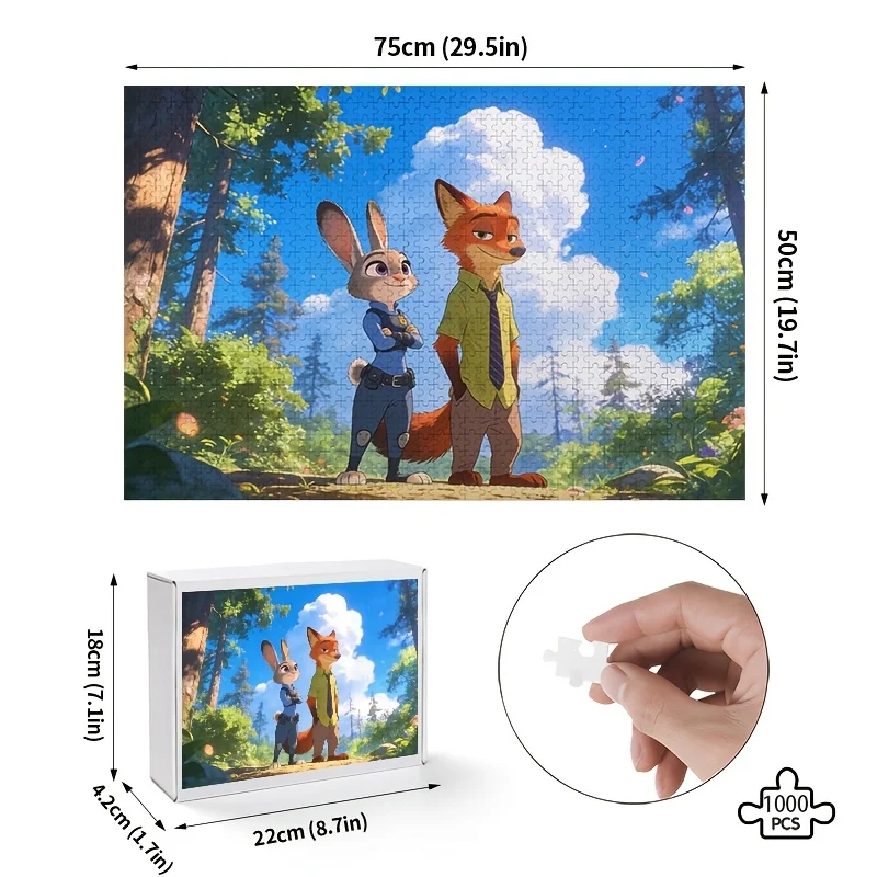 1000 ชิ้น จิ๊กซอว์ภาพพิมพ์ดิสนีย์ ซูโทเปีย จูดี้ และ นิค ไวลด์ - สำหรับผู้ใหญ่ ท้าทายการจับคู่, เกมวันเกิด, กิจกรรมครอบครัว, ซูโท