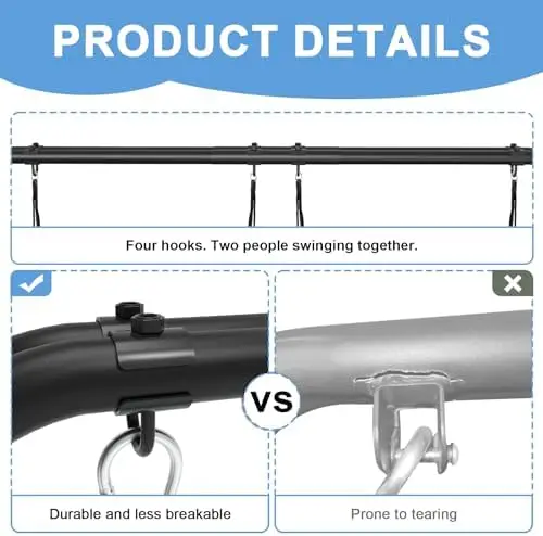 Swing Fe,2 Seats Swing Stand with Ground Stakes, Heavy Duty Thickened Metal A Stand Fe Supports up to 440lbs,for Indoor