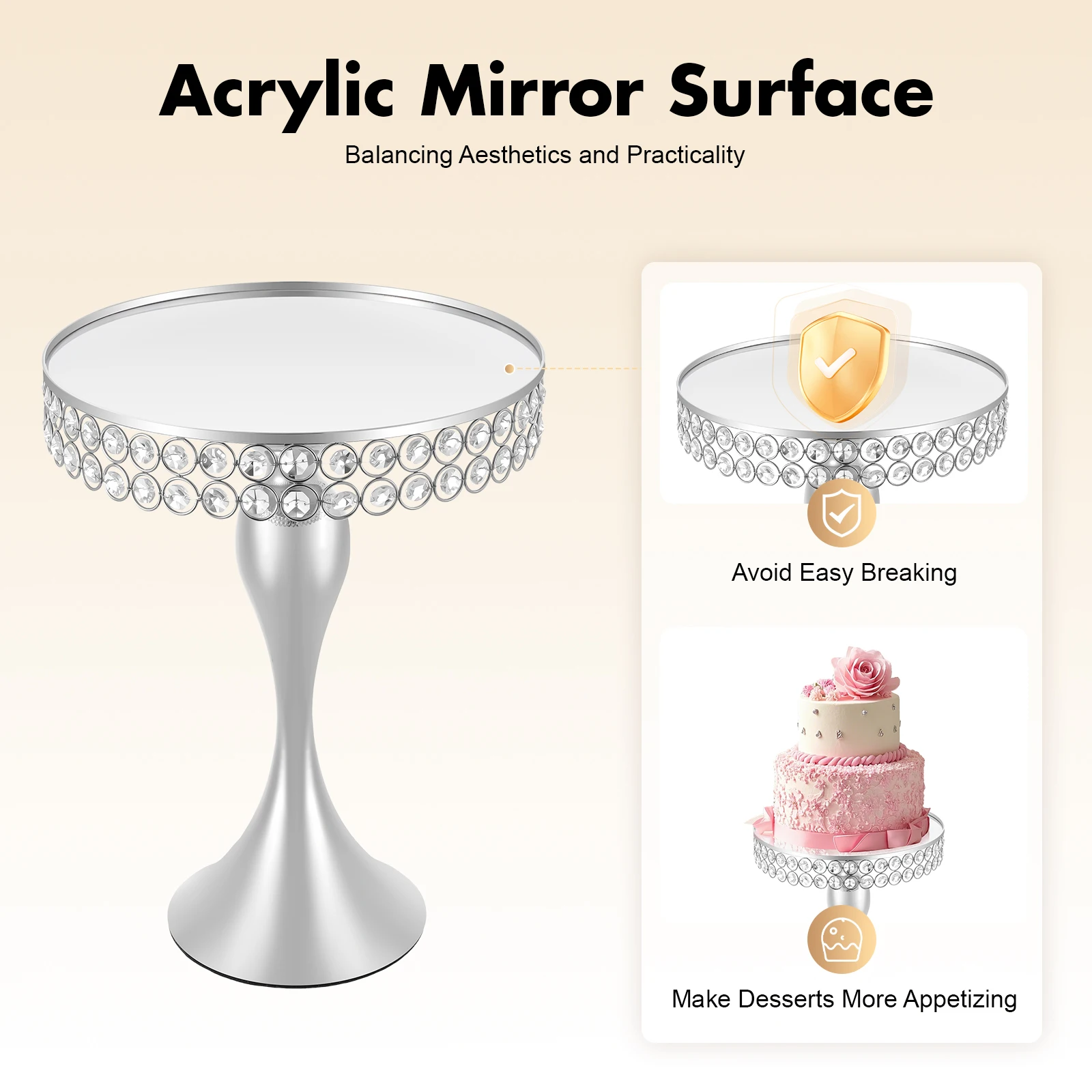 

11 Pcs Iron Cake Stand Set,Silver Rectangular Cake Stand Tabletop 30*39cm for Party,Cake Shops