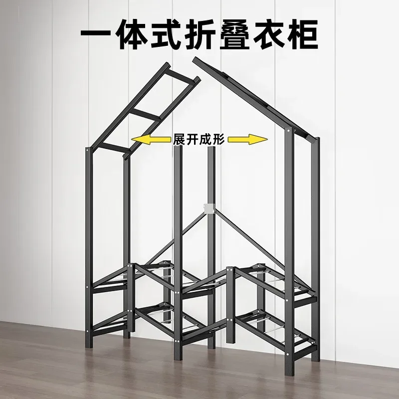 Wardrobe Home Bedroom Installation-free Folding Simple Fabric Wardrobe Rental Room Full Steel Frame Strong and Durable Wardrobe