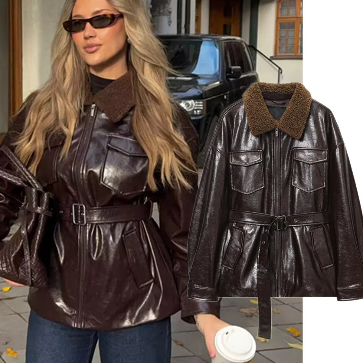 

Dave&Di Зимняя женская куртка Женская одежда Топы Винтажная куртка Женская уличная минималистичная ленивая элегантная лоскутная куртка с воротником