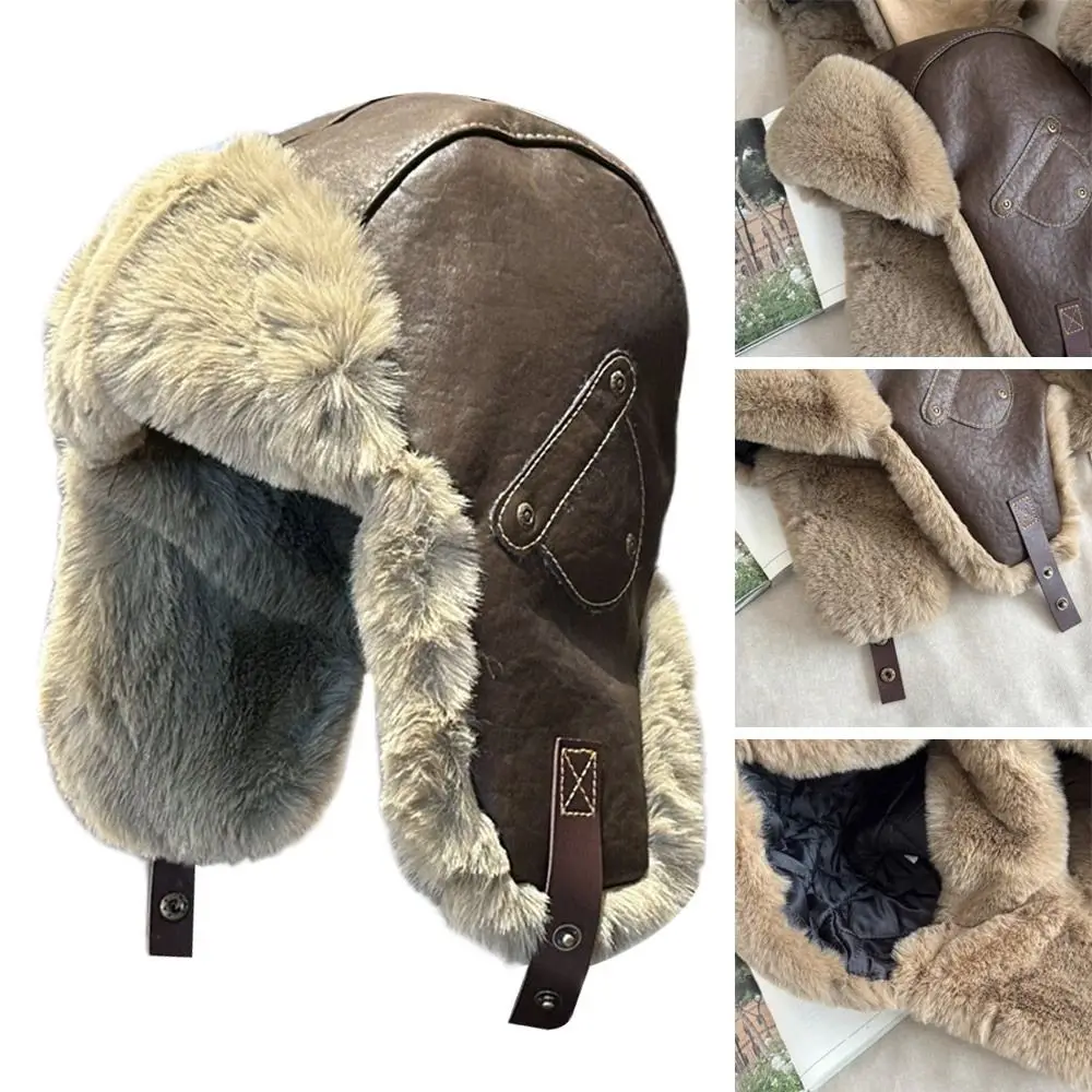 

Модная зимняя шапка из искусственного меха, толстая шапка-ушанка из мягкой кожи, ветрозащитная, для мужчин и женщин