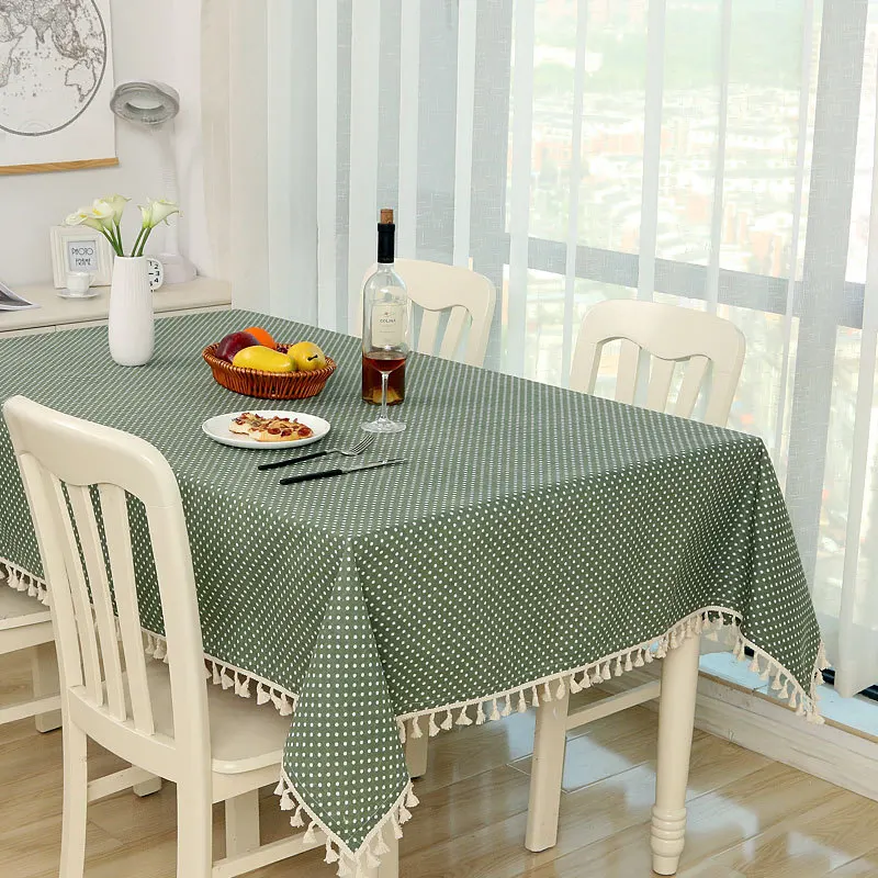 

2024 Simple striped tablecloth, small and fresh round table, cotton linen bedroom coffee table cloth tablecloth