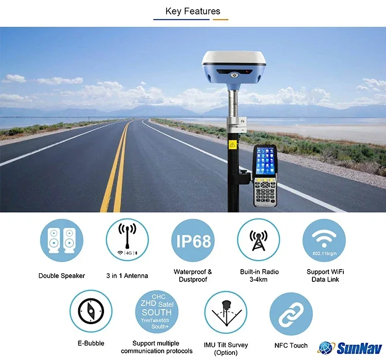 Receptor South RTK Ruide R93i GPS RTK Tianyu C6 Equipamento de pesquisa GPS Receptor South Gnss Receptor R90i GPS RTK